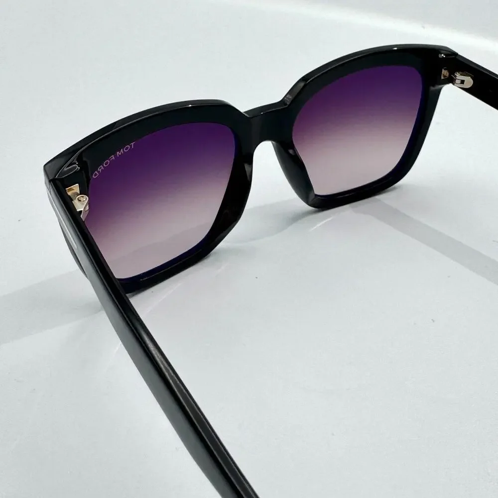 Tom Ford Sunglasses Amarra TF502 01T Black Butterfly Gradient Bordeaux Lens 55mm